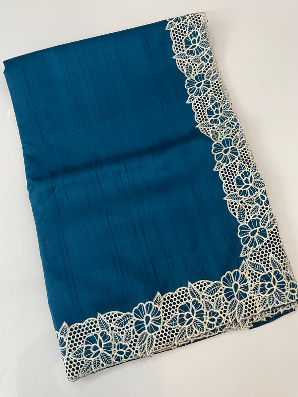 Cutwork Semi tussar saree MTSS879 DeepBlue