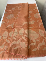 Semi Organza saree with tissue applique work MS5081- Peach