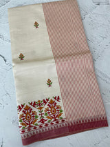 Blended tussar silk saree with embroidery- MSH490