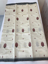Blended tussar saree with cross embriodery - MSH1456