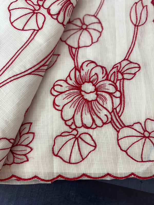 NetKota embriodery saree  MSH119 Red & White