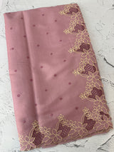 Satin finish kosa tussar saree with cutwork - MSH205 DustyOnion