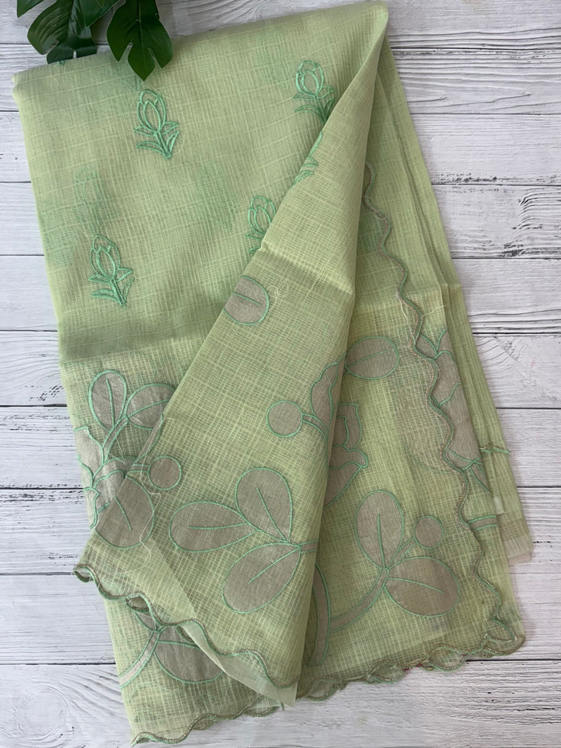 NetKota saree with tissue applique work MS15145 - PastelGreen