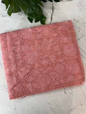 Malai chanderi saree with embroidery work MSM890