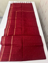 Tussar mix soft silk saree with Retta pettu borders - MST988 Maroon