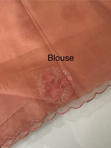Organza saree with embroidery - MSH375 Peach
