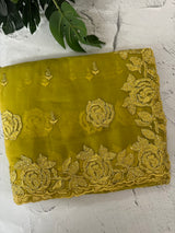 Soft Crush Organza-Chiffon saree with embroidery and cutdana work - MOS5785