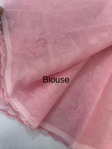 Viscose Organza saree with applique work-MSH101 Pink