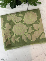 Semi organza saree with appliqué work - MSH906 Green