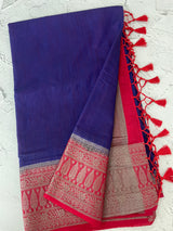 Jute silk sarees with contrast pallu & blouse MJL399