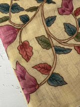 Tissue linen saree with applique work MLS5478