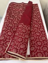 Blended tussar silk saree with embroidery- MSH158 DeepRed