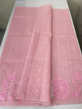 Moonga checks Applique work saree  MSM876