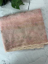 Premium Crush Organza saree with thread work- MCW863 PeachPink