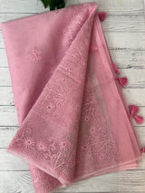 Semi organza saree with lace embroidery MSH117