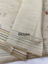 Blended semi tussar silk saree with embroidery MSJ677(3)- Cream