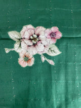 Semi tussar saree with applique work and embroidery MTS3711