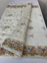 Handworked glass organza saree with floral digital prints- MS15737