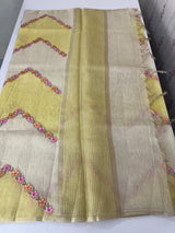 Soft Jute tissue saree with embroidery MJT671