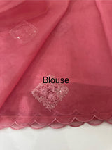 Organza saree with embroidery - MSH375 Pink