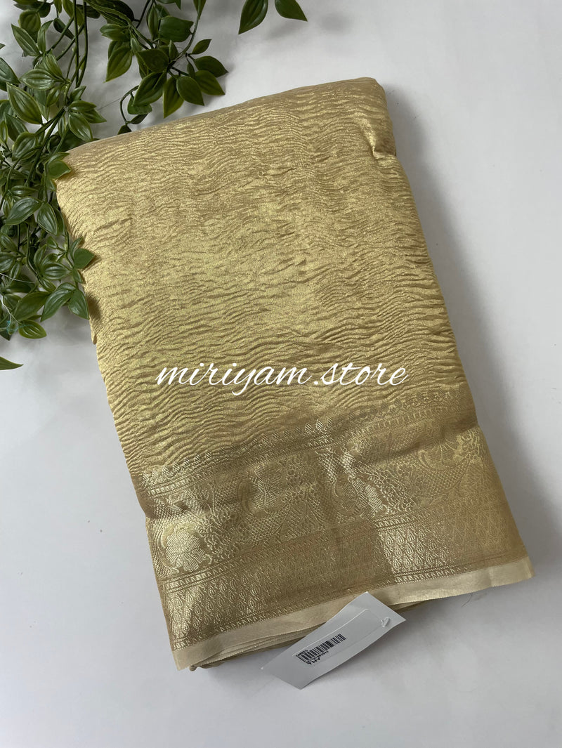 Light Golden crush tissue saree MBCT403