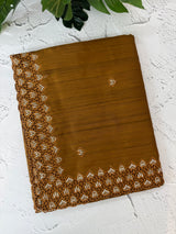 Blended tussar saree with cutwork - MSHK679 SpicyMustard