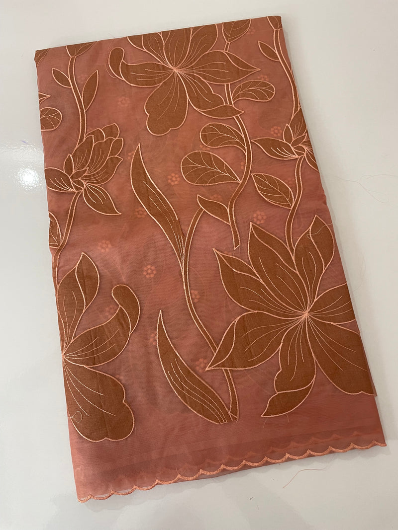 Semi organza saree with appliqué work - MSH906 DuskyPeach