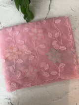 Soft crushed Chiffon saree with Applique work MSC477 PastelPink