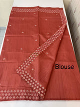 Blended tussar saree with cutwork - MSHK679 ReddishPeach