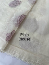 Mul chanderi applique work saree MS5589- Offwhite