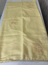 Handworked Crush Organza saree with applique work MBS676 Yellow