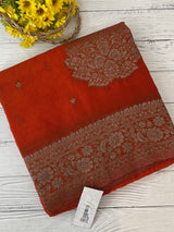 Semi banarasi Crepe Chiffon saree - MS1499 ORANGE