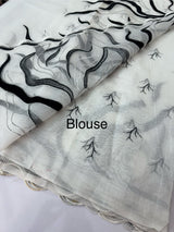 Kota silk embroidery saree  MSH125 - Black & White