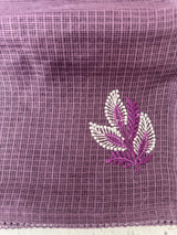 Kota  checks saree with embroidery - MS7679 DarkMauve