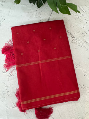 Semi silk saree with retta pettu borders  MTS455 Red