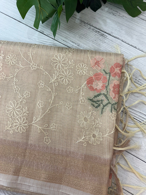 Tissue Silk embriodery saree MS49892