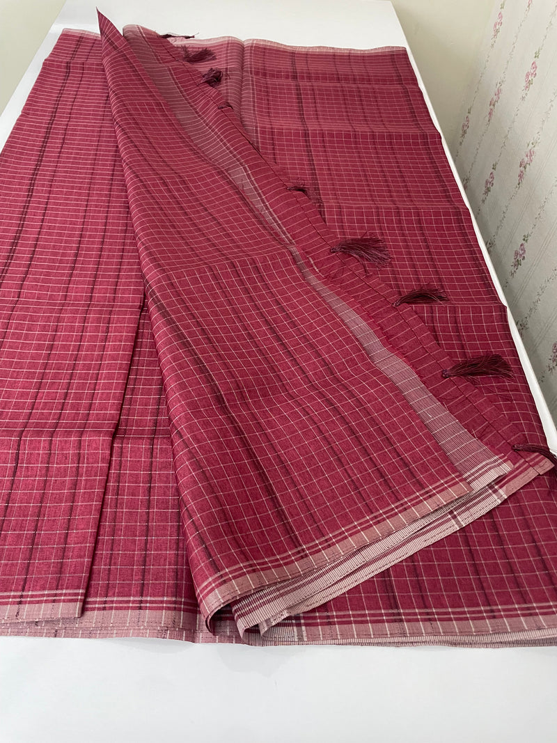Semi silk saree in check pattern MSR699