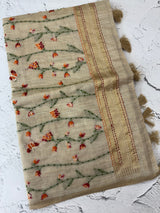 Kanta Handstitched Blended tussar silk saree MS15844