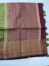 Soft silk sarees with contrast pallu & blouse MJL890
