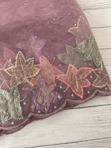 Handworked glass organza saree with applique work- MSHW227- Pastel Mauve