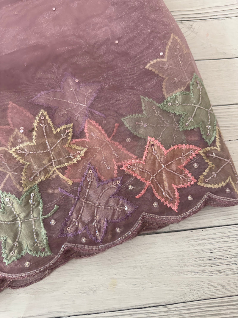 Handworked glass organza saree with applique work- MSHW227- Pastel Mauve