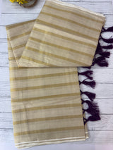 Kerala tissue saree - Stripes with Vadamalli Tassels