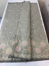 Applique and embroidery work 
 Kota Silk saree MSH118- Cement Grey