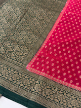 Banarasi viscose Georgette saree MKGS611- DeepPink to Green