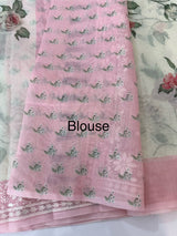 Chanderi digital printed saree with chikankari embriodery MSH171