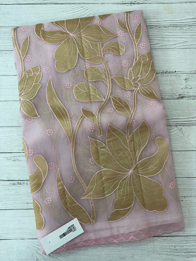 Organza saree with tissue applique work MS5081 Pastel Pink