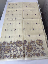 Moonga checks Applique work saree  FSF188
