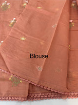 Blended Malai chanderi saree with embroidery MS5568 PeachPink