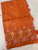 Art tussar saree with embroidery MST677