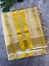 Kerala Golden tissue saree - lines